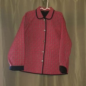 Red quilted jacket